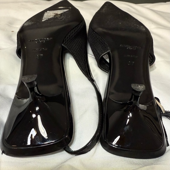 Saint Laurent Black Oxalis Textured Slingback Heels Size 37 - Picture 4 of 6